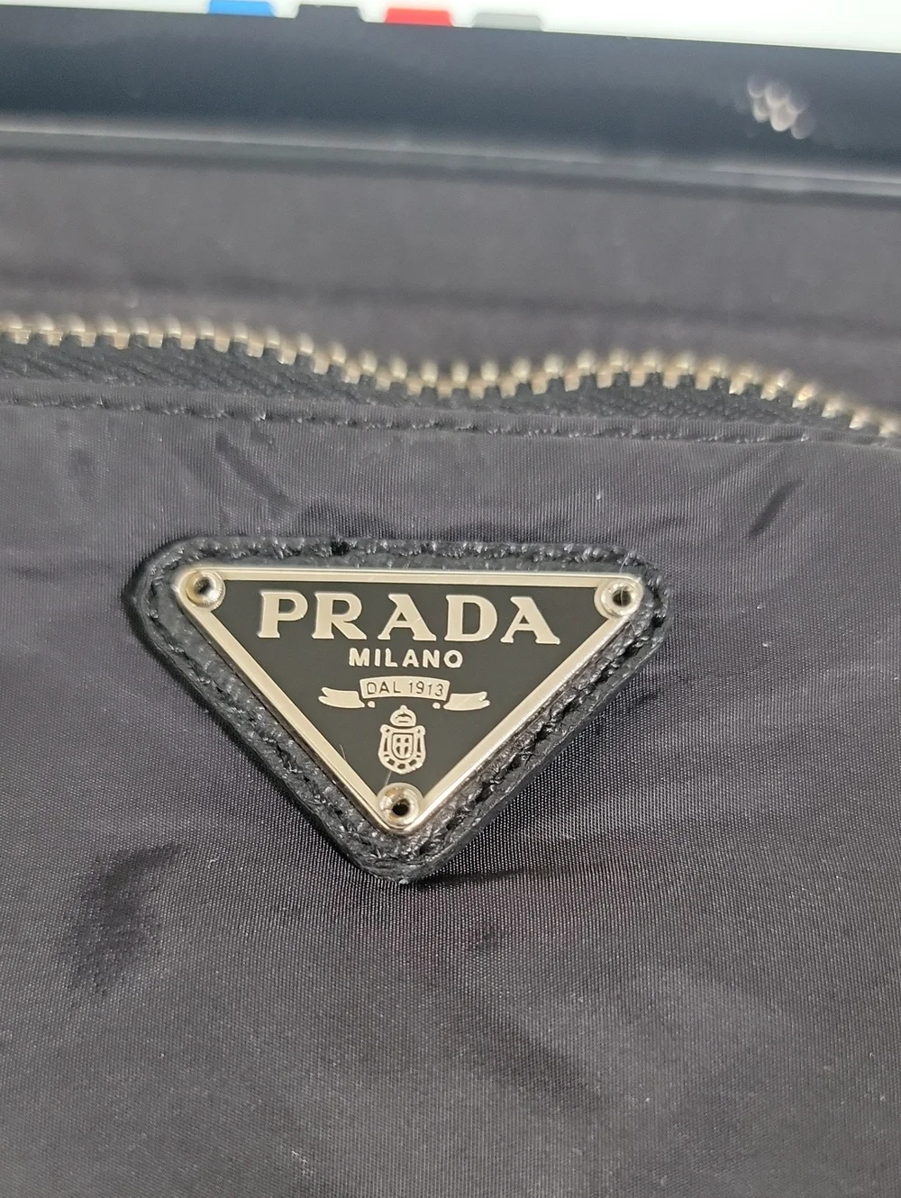 Prada Black Tessuto Nylon Zip Cosmetic Pouch